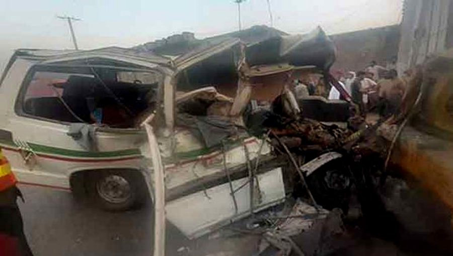 A speeding dumper truck collided with two passenger vans. Source: Twitter.