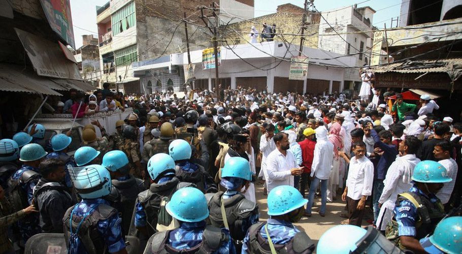 Protestors clash with police during a protest. Source: Reuters.