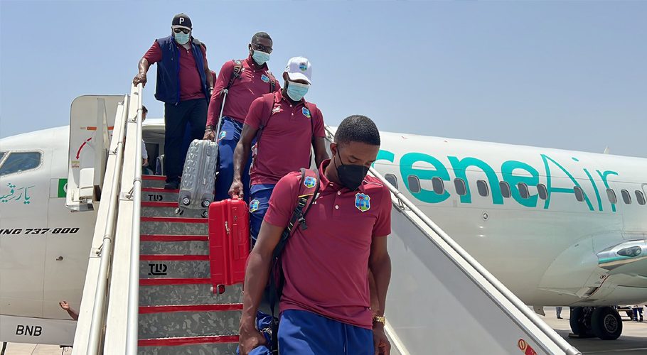 West Indies cricket team has arrived in Multan. Source: Twitter.