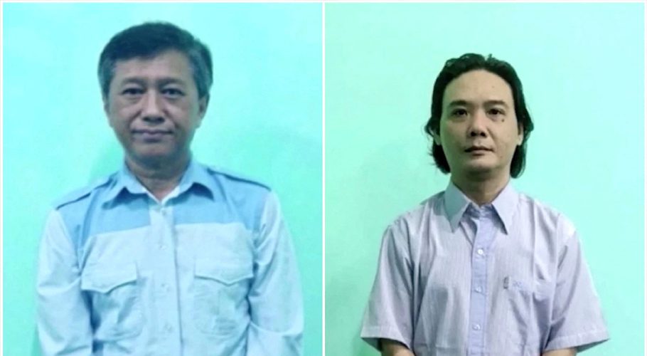 Kyaw Min Yu, also known as Ko Jimmy and Phyo Zeyar Thaw, two of the four democracy activists executed by Myanmar's military authorities,, in the undated screen grabs taken from a handout video. MRTV/Handout via REUTERS