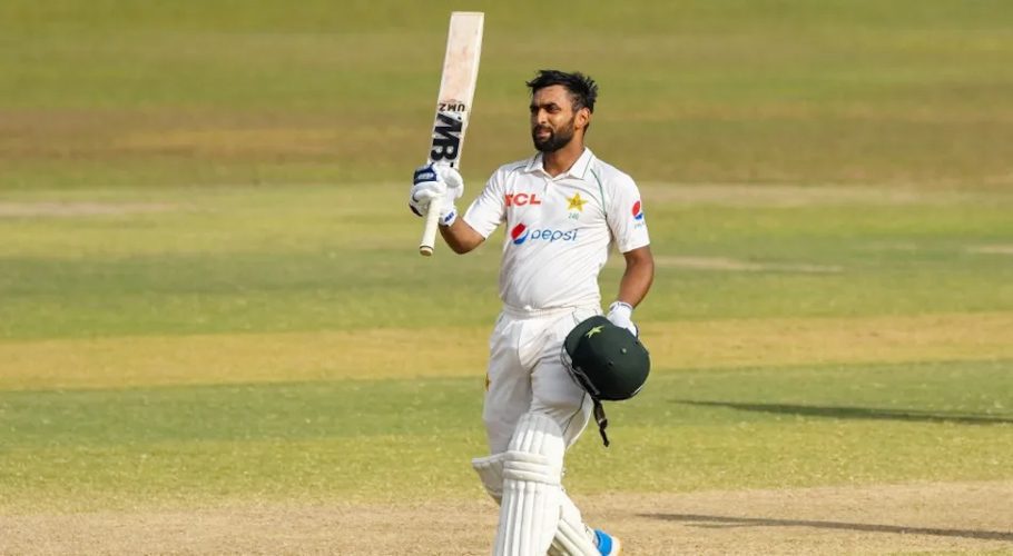 Abdullah Shafique is elated after scoring his second Test century  •  AFP/Getty Images