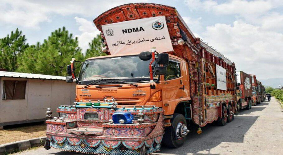 NDMA dispatched 59 truckloads of relief goods for flood-hit areas of Sindh. APP