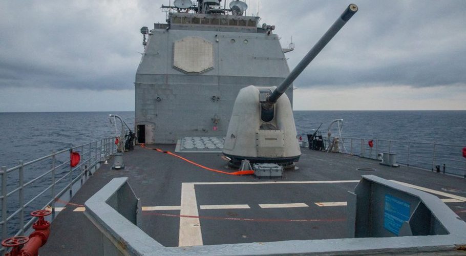 Ticonderoga-class guided-missile cruiser USS Antietam (CG 54), deployed to the U.S. 7th Fleet area of operations, conducts underway operations in the Taiwan Strait, August 28, 2022. U.S. Navy/Handout via REUTERS