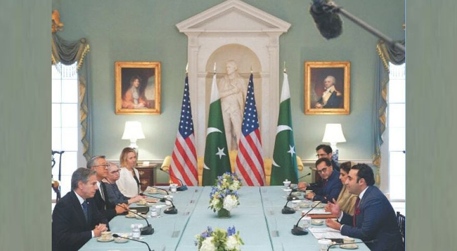 US Secretary of State Antony Blinken meets Foreign Minister Bilawal Bhutto-Zardari at the State Department on Monday. (Image: AFP)