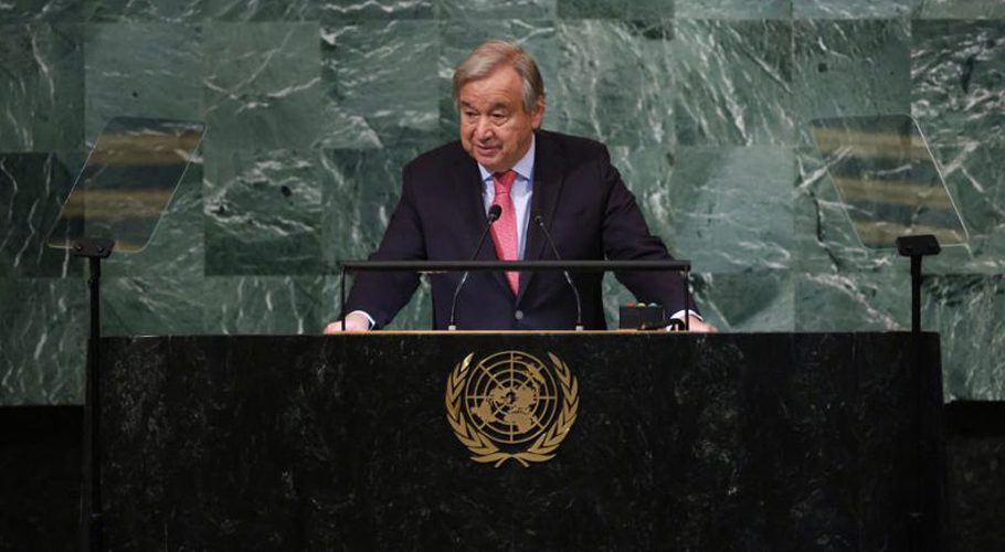 United Nations Secretary-General Antonio Guterres speaks as he opens the 77th General Debate inside the General Assembly Hall at United Nations Headquarters in New York, New York, USA, 20 September 2022. EPA-EFE/JUSTIN LANE [EPA-EFE/JUSTIN LANE]
