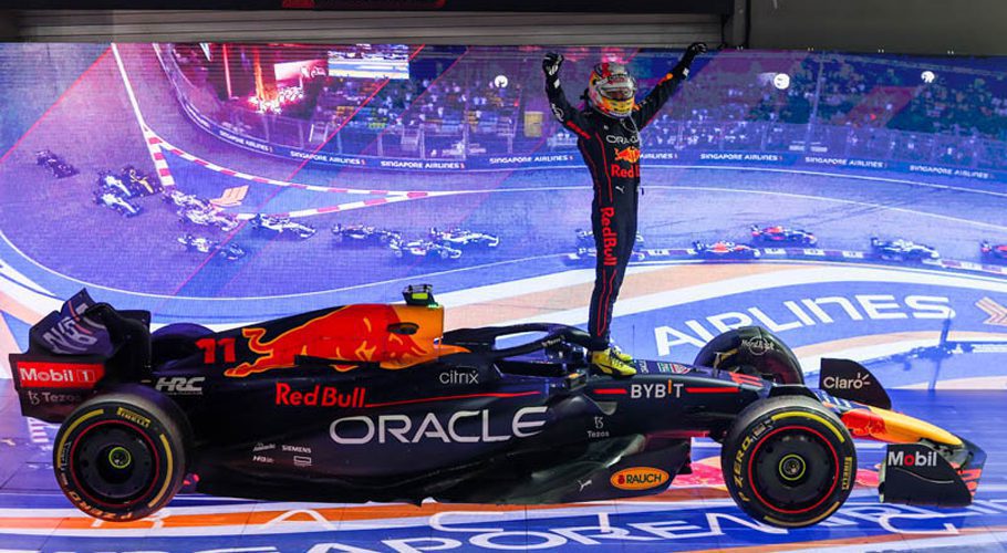 Perez's second win of the season saw him crossing the line 7.6 seconds ahead of Ferrari's Charles Leclerc, with Leclerc's teammate Carlos Sainz Jr. in third place. (Image: www.pitpass.com)