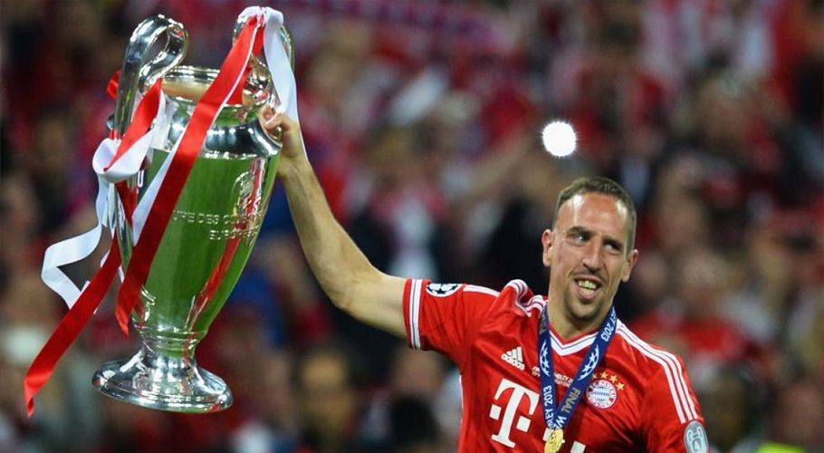 Franck Ribery with the Champions League trophy in 2013 (Laurence Griffiths / Getty images)