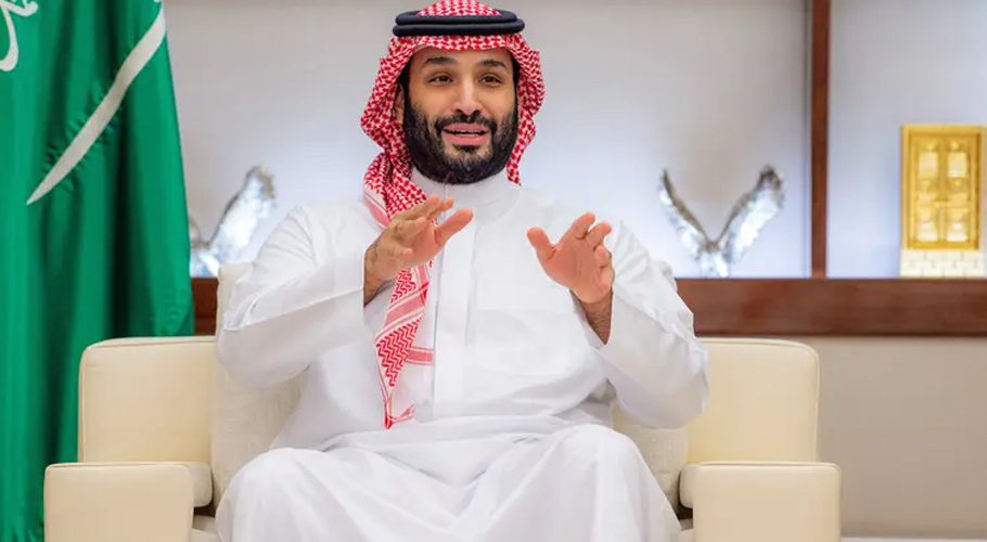 FILE / Saudi Arabia's Prime Minister Crown Prince Mohammed bin Salman speaks as he receives the Saudi soccer team, ahead of their participation in FIFA World Cup Qatar 2022, in Jeddah, Saudi Arabia, October 23, 2022. (Reuters)
