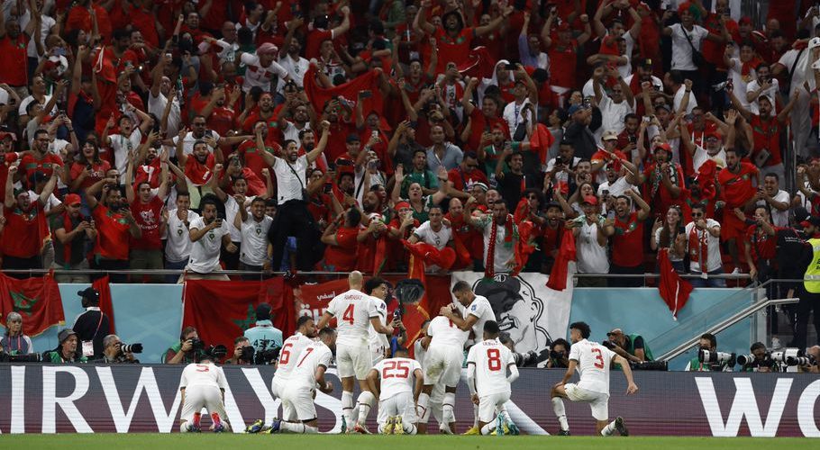 FIFA World Cup Qatar 2022 - Group F - Belgium v Morocco - Al Thumama Stadium, Doha, Qatar - November 27, 2022 Morocco's Abdelhamid Sabiri celebrates scoring their first goal REUTERS/Amanda Perobelli