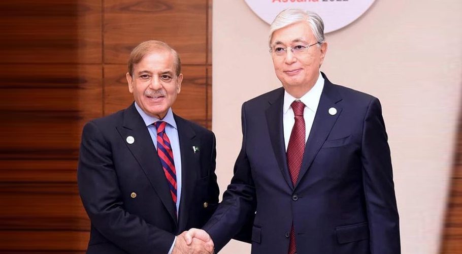 Prime Minister Muhammad Shehbaz Sharif meets President of Kazakhstan, Kassym-Jomart Tokayev on the sidelines of the 6th CICA Summit in Astana on OCtober 13, 2022 - File photo