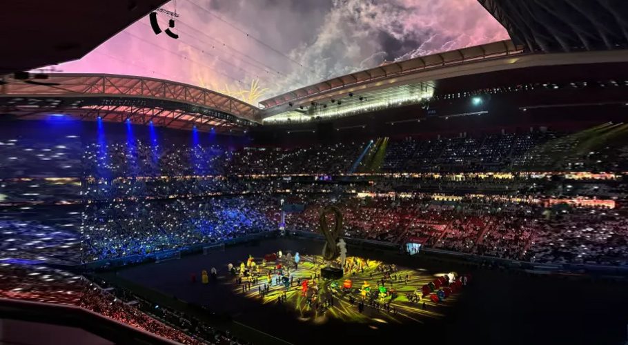 Fireworks erupt over Al Bayt stadium as the opening ceremony for the World Cup 2022 draws to a close [Katya Bohdan/Al Jazeera]