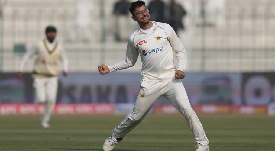 Abrar Ahmed picked up the first seven England wickets to fall in his debut Test innings  •  Matthew Lewis/Getty Images