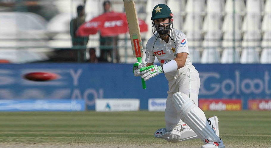 Mohammad Rizwan plays a shot during the third day of the second cricket Test match between Pakistan and England at the Multan Cricket Stadium in Multan on December 11. — AFP