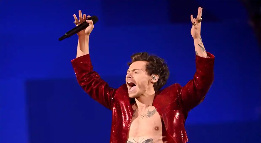Harry Styles performing at the Brit awards. Photograph: Dave J Hogan/Dave J. Hogan/Getty Images