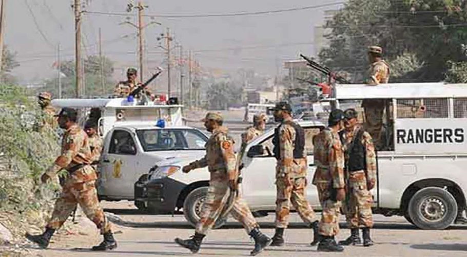 Rangers in action to curb street crime in Karachi