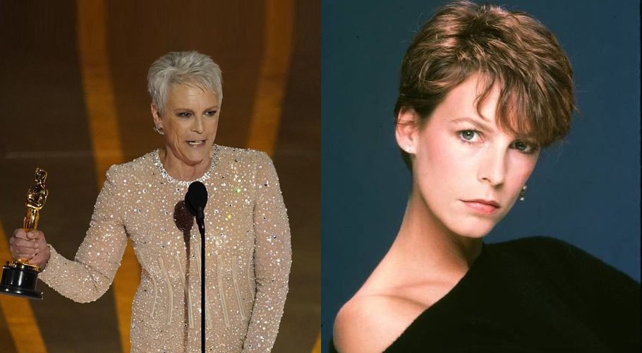 Jamie Lee Curtis accepts the award for best performance by an actress in a supporting role for "Everything Everywhere All at Once" (AP Photo/Chris Pizzello)