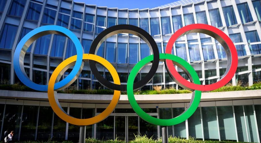 Olympic Rings are pictured in front of The Olympic House, headquarters of the International Olympic Committee (IOC) at the opening of the executive board meeting of the International Olympic Committee (IOC), in Lausanne, Switzerland September 8, 2022.Laurent Gillieron/Pool via REUTERS