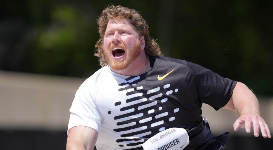 May 26, 2023; Los Angeles, CA, USA; Ryan Crouser (USA) wins the shot put in a world record 77-3 3/4 (23.56m) during the USATF Los Angeles Grand Prix at Drake Stadium. Mandatory Credit: Kirby Lee-USA TODAY Sports
