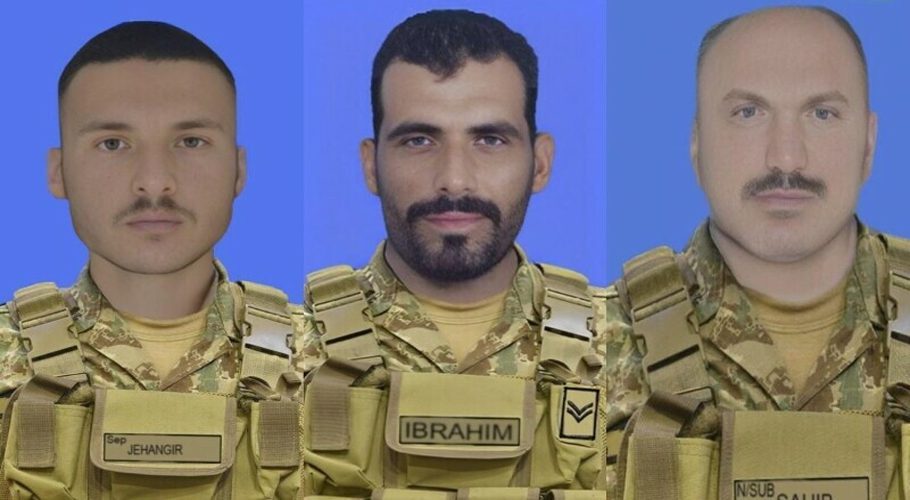 (From left to right) Naib Subedar Sahib Khan, Naik Muhammad Ibrahim and Sepoy Jehangir Khan. — ISPR