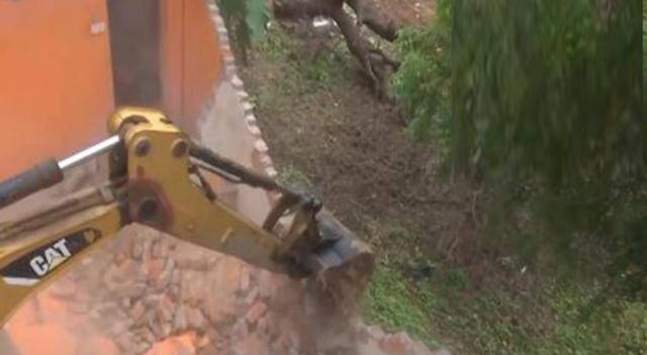 The Madhya Pradesh administration bulldozed the illegal encroachment of the accused. (Screengrab from Twitter Video/@ANI_MP_CG_RJ)