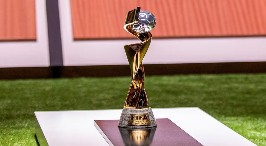The trophy of the Women's FIFA World Cup is seen during the 73rd FIFA Congress at the BK Arena in Kigali, Rwanda March 16, 2023. REUTERS/Jean Bizimana/File Photo
