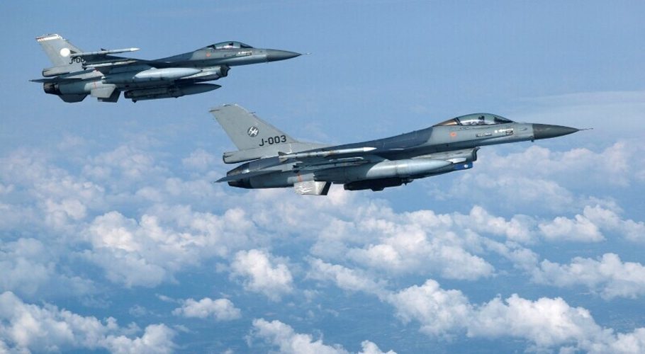 Netherlands’ Air Force F-16 fighter jets fly during a media day illustrating how Nato Air Policing safeguards the Allies’ airspace in the northern and northeastern region of the Alliance, July 4. — Reuters