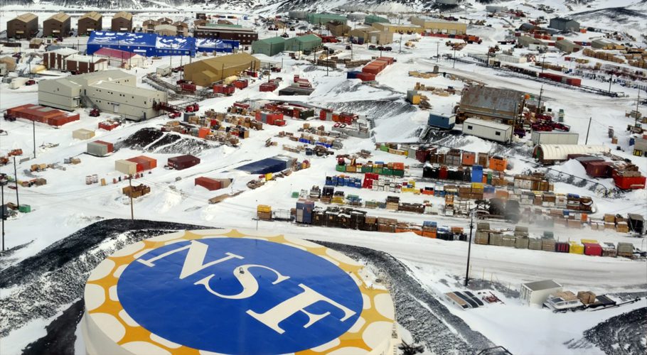 FILE - McMurdo Station is photographed from the air on Oct. 27, 2014. From Sunday, Oct. 1, 2023, workers at the main United States base in Antarctica will no longer be able to walk into a bar and order a beer, after the federal agency which oversees the research program on the ice decided to stop serving alcohol. (National Science Foundation via AP, File)