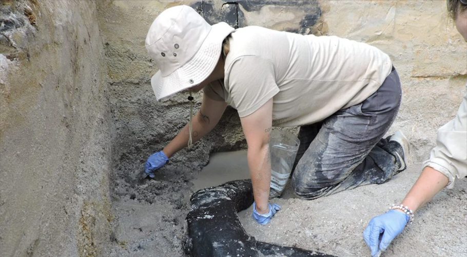 This photo provided by researchers shows Kalambo Falls in Zambia in 2019. A pair of crossed logs found on a riverbed nearby may be the oldest evidence of early humans building with wood, nearly half a million years old, according to a study published Wednesday, Sept. 19, 2023 in the journal Nature. (Geoff Duller/Aberystwyth University via AP)