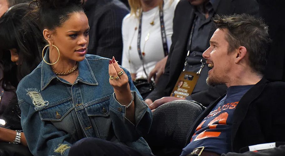 Rihanna and Ethan Hawke attend The 64th NBA All-Star Game 2015 in New York City Kevin Mazur/WireImage