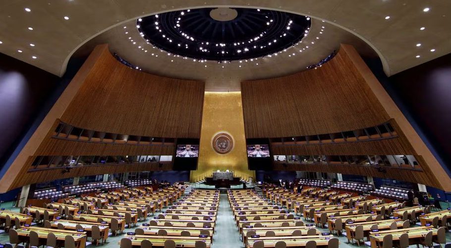 The UN General Assembly Hall is empty before the start of the SDG Moment event as part of the UN General Assembly 76th session General Debate at United Nations Headquarters, in New York, U.S., September 20, 2021. John Angelillo/Pool via REUTERS Acquire Licensing Rights