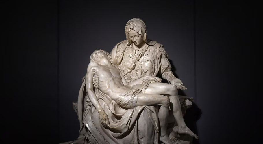 Artist Michelangelo's sculpture known as Vatican Pieta is displayed at Opera del Duomo Museum next to its other versions in Florence, Italy, February 23, 2022. Picture taken February 23, 2022. REUTERS/Jennifer Lorenzini/File Photo Acquire Licensing Rights