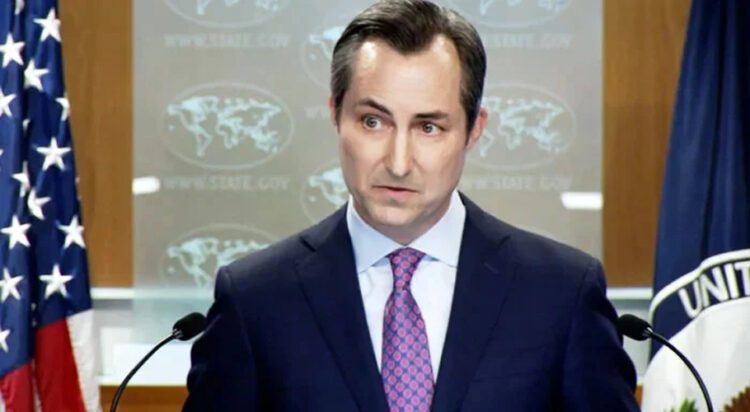 FILE US State Department spokesperson Matthew Miller addressing a press briefing in Washington, on July 17, 2023, in this still taken from a video. — State Department