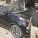 A photograph of the targeted, bullet-ridden car. (Image: Express Tribune)