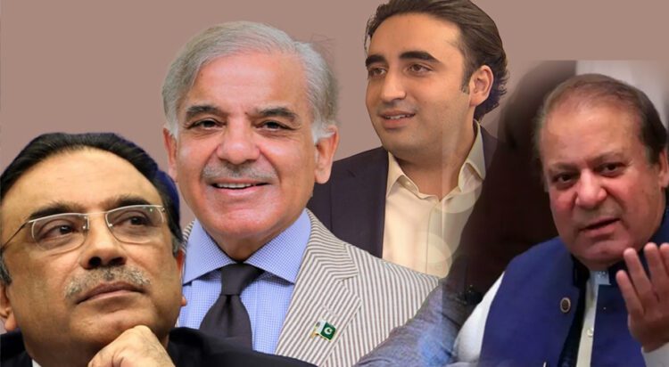 Combo of Images shows Asif Zardari, Bilawal Bhutto, Shehbaz Sharif, and Nawaz Sharif