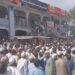 The protesters gathered outside Madni Plaza and marched on different roads before returning to the plaza. (Image: Dawn News)