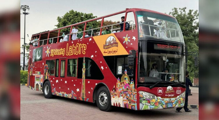A double-decker bus on the road of Lahore on September 11, 2024. — Facebook/TDCP Sightseeing Lahore