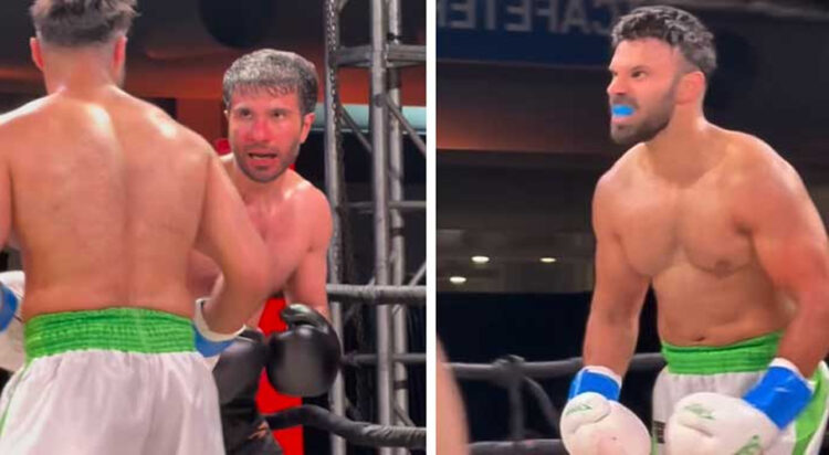 Content creater Rahim Pardesi defeated actor Feroze Khan to win the boxing match by 4 points to 1. (Screengrab)