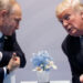 In this file photo taken on July 7, 2017, then US president Donald Trump meets with Russian President Vladimir Putin at the G-20 Summit in Hamburg, Germany. EVAN VUCCI / AP