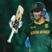 South Africa’s Rassie van der Dussen celebrates after scoring a half-century during Champions Trophy match against England . AFP