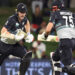 New Zealand’s Michael Bracewell and Daryl Mitchell in action against Pakistan. | Photo Credit: AFP