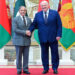 Pakistan's Prime Minister, Shehbaz Sharif (left) and President of Belarus, Alesksandr Lukashenko shake hands at the Independence Palace of Belarus on April 11, 2025. (PID)