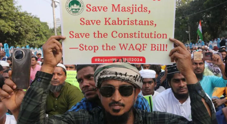 Muslims protesting against the bill: Image by BBC