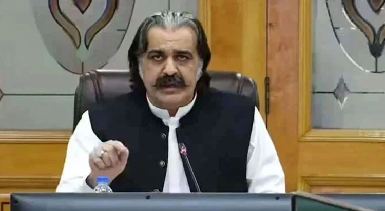 Ali Amin Gandapur addressing press conference in Islamabad