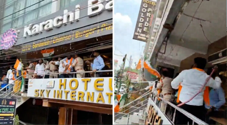 According to news agency PTI, a group of 10 to 15 individuals gathered outside the Shamshabad outlet of the bakery, chanting anti-Pakistan slogans. (X/@MNageswarRaoIPS)