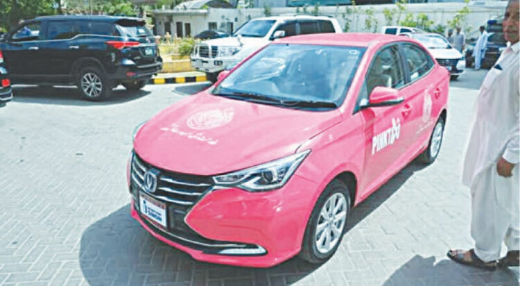 Peoples Pink and Normal Taxi Service launched in Sindh. (Image: Dawn.com)