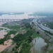 Following the release of water by India, flood conditions have intensified in the Chenab River. In response, district authorities carried out a controlled explosion near Head Qadirabad in Gujranwala to create a breach. (Murtaza Ali/White Star/Dawn.com)