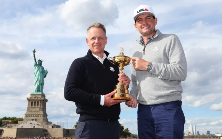 Ryder Cup captains Luke Donald and Keegan Bradley will lead their teams in a vociferous atmosphere in New York Credit: Getty Images/Andrew Redington