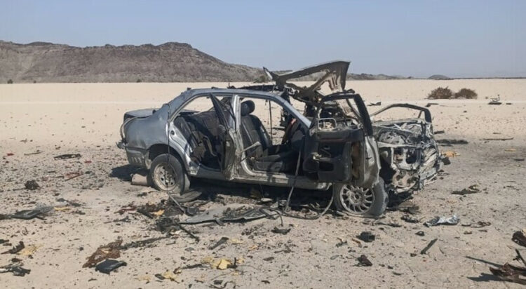 This file photo shows aftermath of a blast in Hoshab tehsil of Balochistan’s Kech district, November 19, 2023. (Image: Dawn.com)