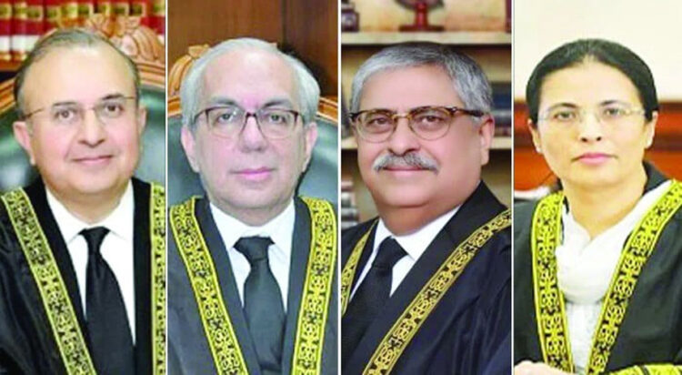 Justice Mansoor Ali Shah, Justice Munib Akhtar, Justice Athar Minallah and Justice Ayesha Malik (Image: SC website)
