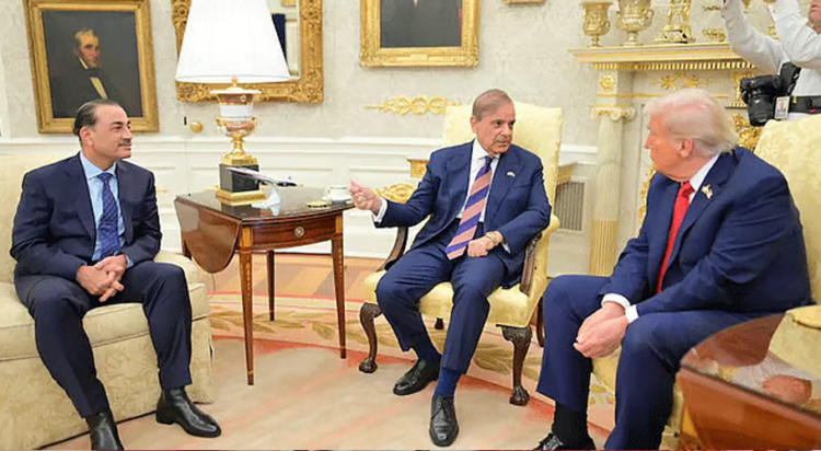 Pakistan Prime Minister Shehbaz Sharif and Army Chief Field Marshal Asim Munir during their meeting with Trump last Thursday.
Source: X